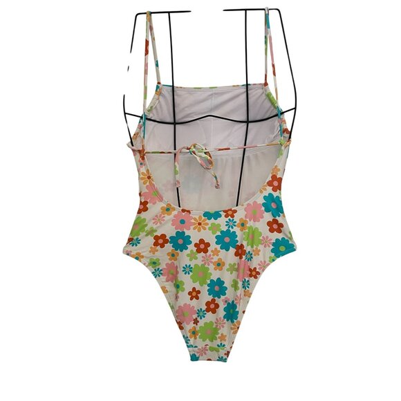 Junior's Ninety-Nine Daisy Floral Shirred One-Piece Swimsuit Size Small - Picture 6 of 9